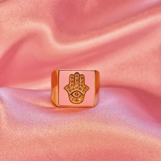 Pink Hamsa ring